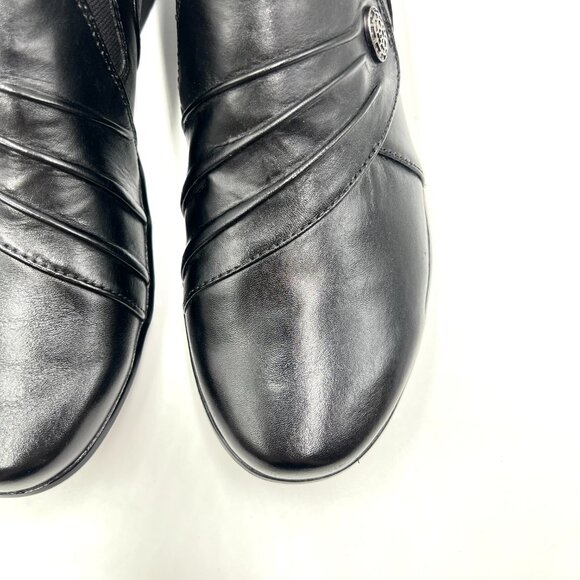 8N 8 NARROW WIDTH Clarks Hope Roxanne Black Leather Loafers‎ Comfort Shoes - Picture 5 of 12